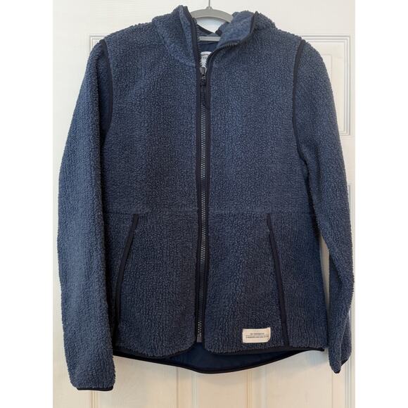 REI Co-Op Jacket Womens LG Aureum Sherpa Hoodie Blue Full Zip Pockets Soft Warm - Picture 1 of 13